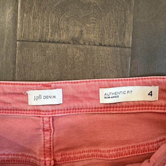 J Jill Authentic Fit Slim Ankle Jeans Women SZ 4 Pink Nantucket Red Ankle Pants - Picture 2 of 13